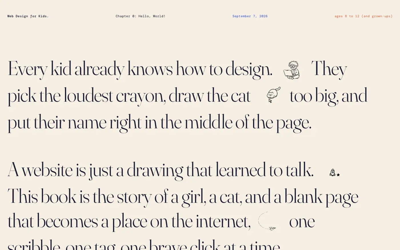 Inking Manifesto: Text That Darkens Word by Word, With Drawings Inside the Sentence
