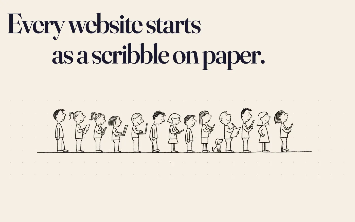 Full-Page Claim That Fills In as You Scroll, Closed by a Drawn Procession